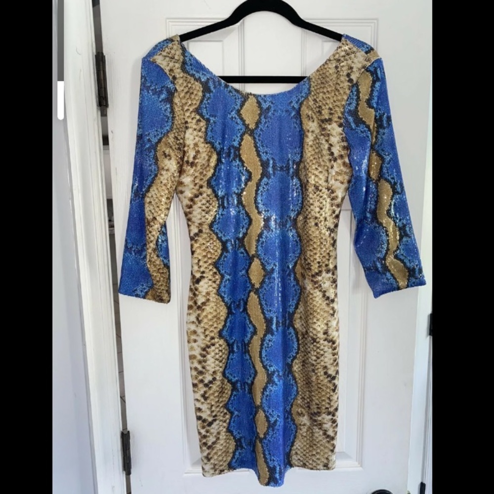 Favori Sequin Snake Print Bodycon Dress EU 38 US 6